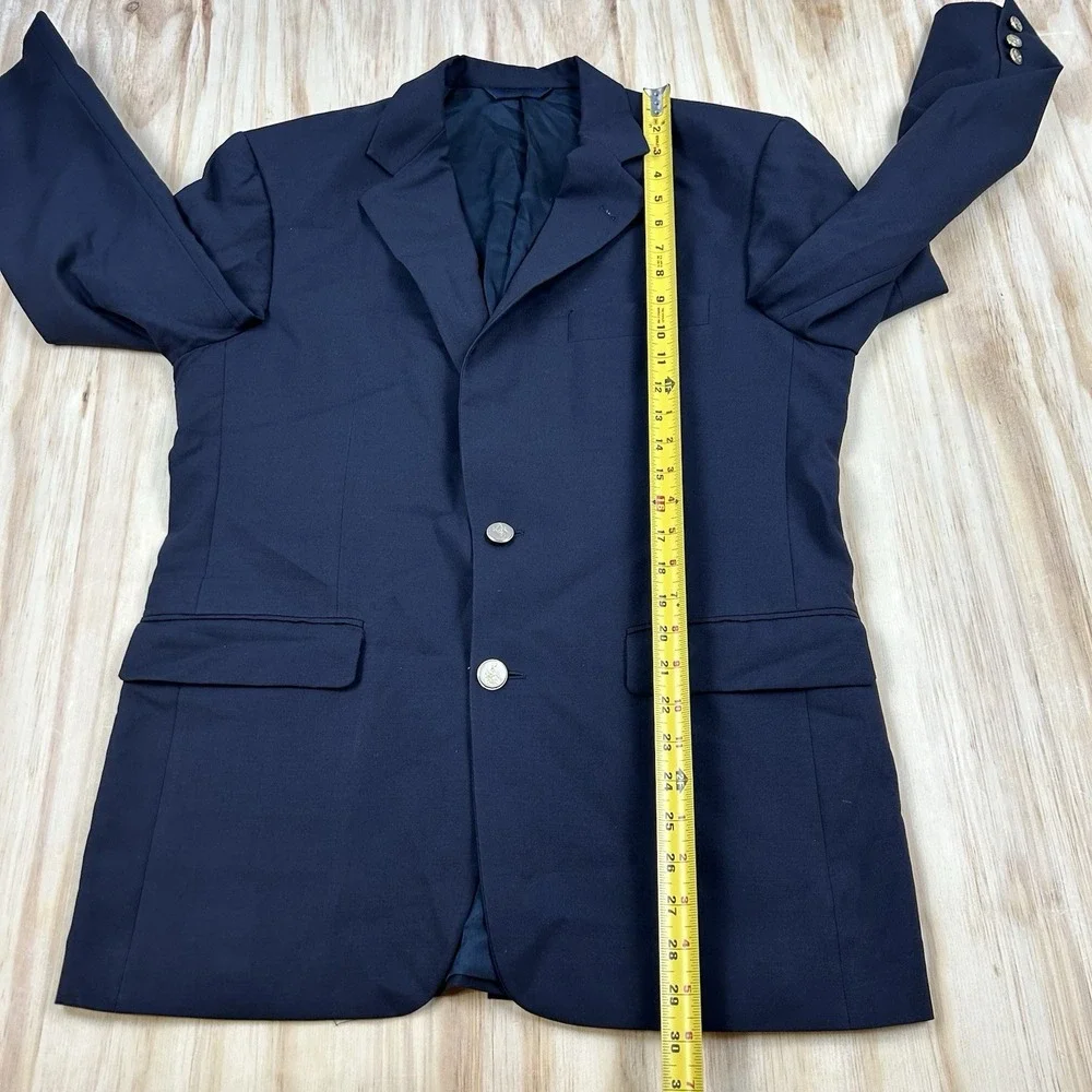 Burberry London Kensington Men 40 Short Navy Blue Wool Solid Blazer‎ Coat